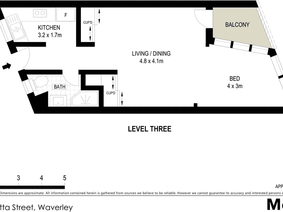 Sun filled studio/one bedroom apartment with ocean views 明亮单间公寓,坐拥海景 这是一处位于“NSW 2024, Waverley, 311/72 Henrietta Street”的高层公寓,它拥有1间卧室,1间浴室,建筑面积约为38.00平方米。