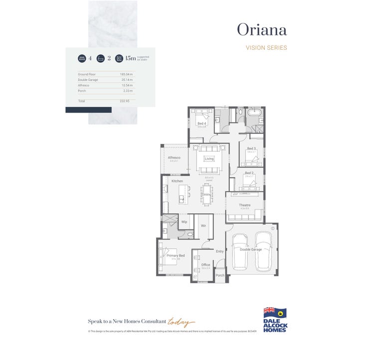 Oriana Home Design & House Plan by Dale Alcock Homes South West